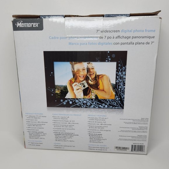 Memorex 7 inch Widescreen Digital Photo Frame Decorative Brown w/ blue accents - Picture 3 of 7